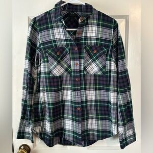 J. Crew Plaid Button-Up Shirt - Green and White